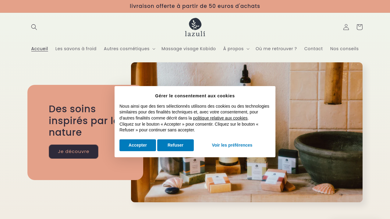 Page d'accueil de Lazuli Cosmétiques