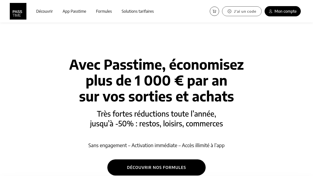 Page d'accueil de Passtime