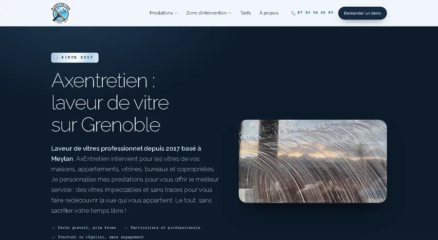 Site Axentretien, laveur de vitres à Grenoble, réalisé par Maël Guelou