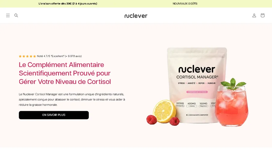 Site Nuclever, compléments alimentaires, réalisé par Maël Guelou